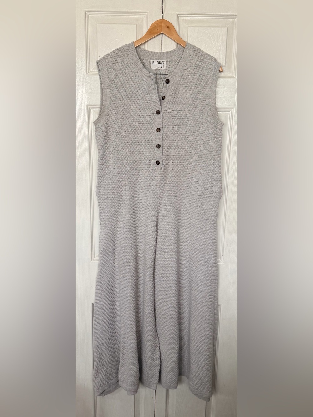 BUCKETLIST Sleeveless Knit Jumpsuit in Light Gray
